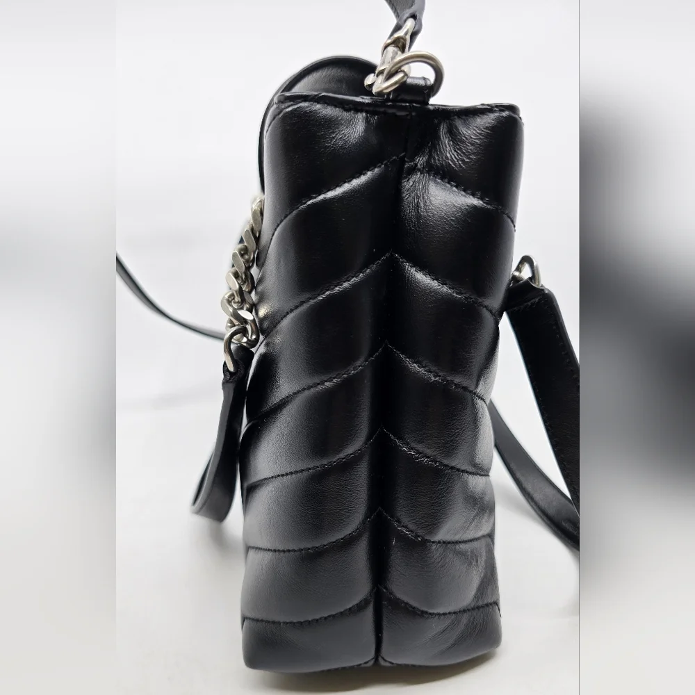 YSL Calfskin Y Quilted Monogram Small Loulou Shopper - Picture 3 of 16